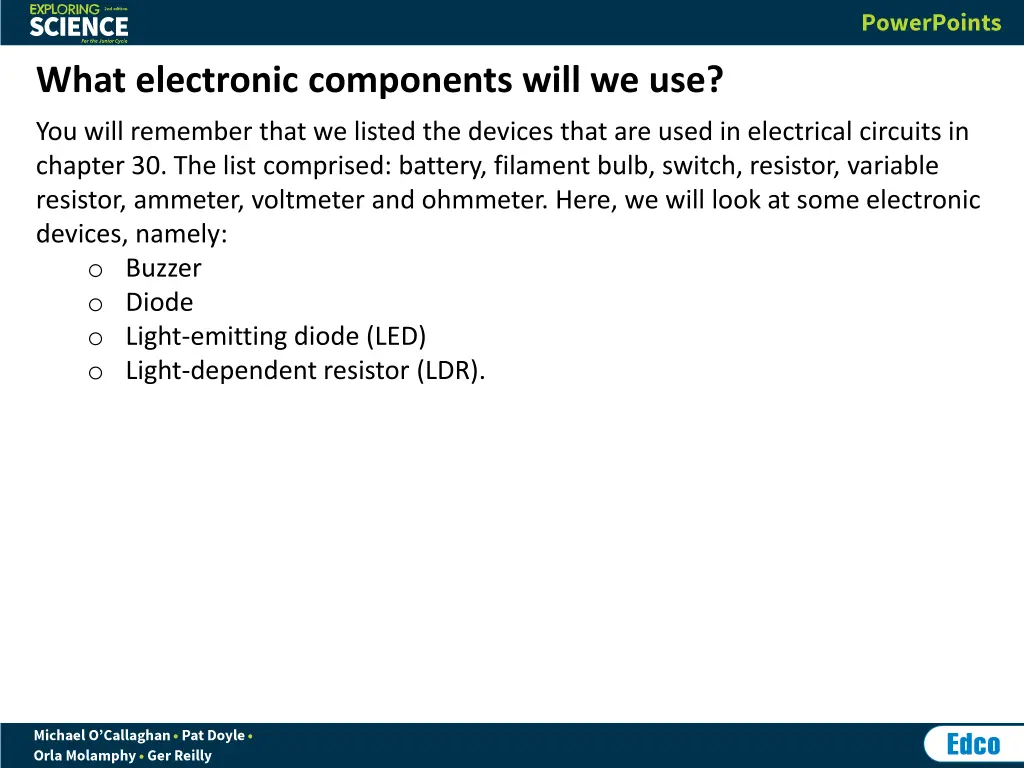 what electronic components will we use