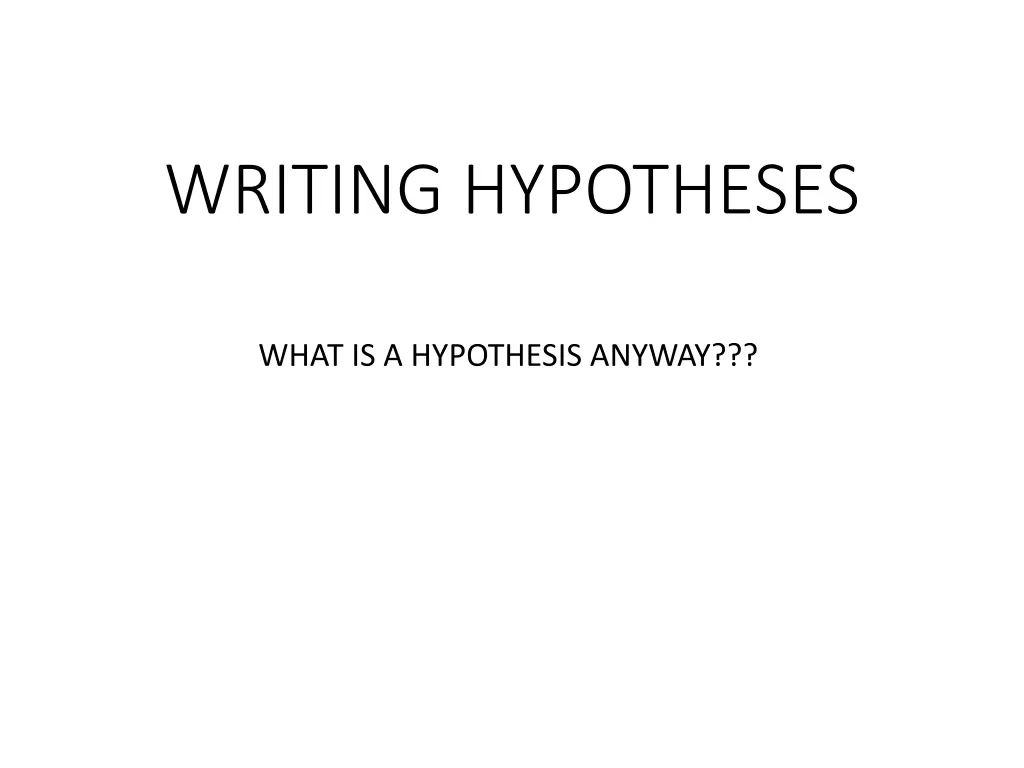 writing hypotheses