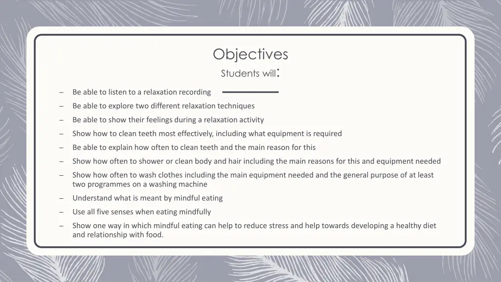 objectives students will