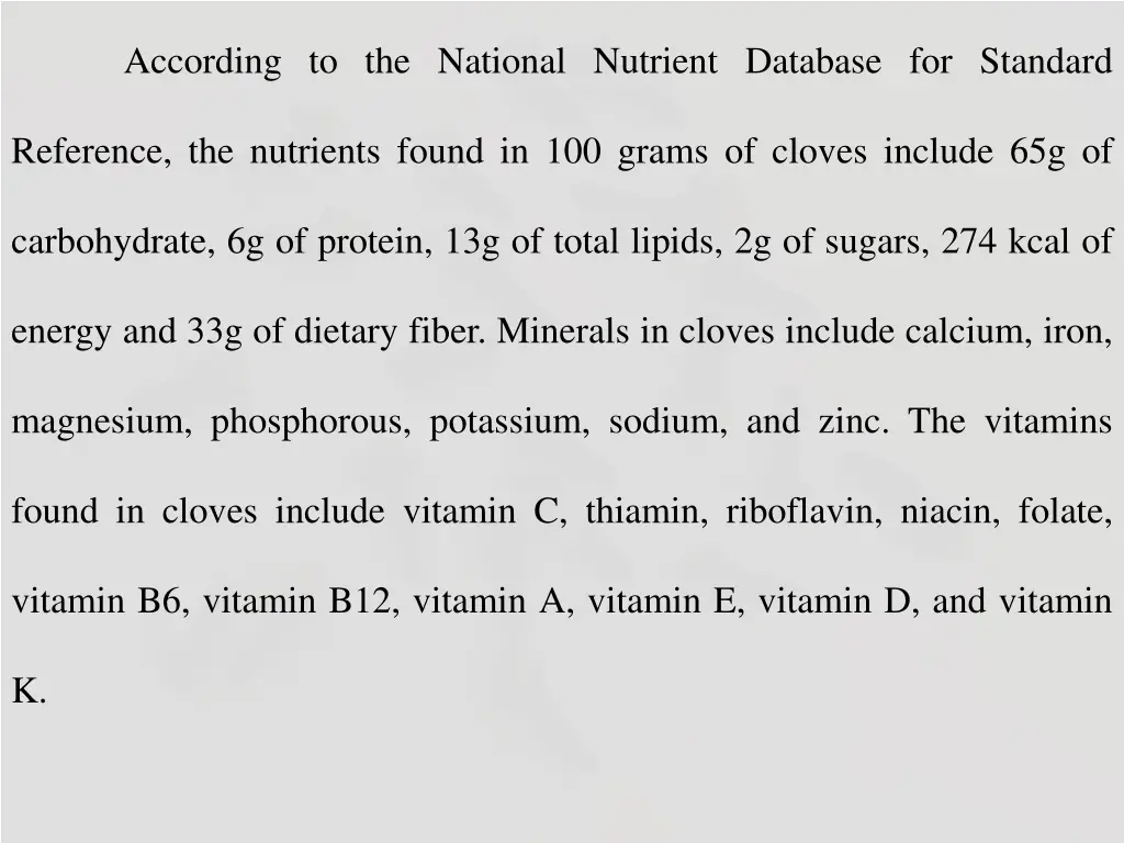 according to the national nutrient database