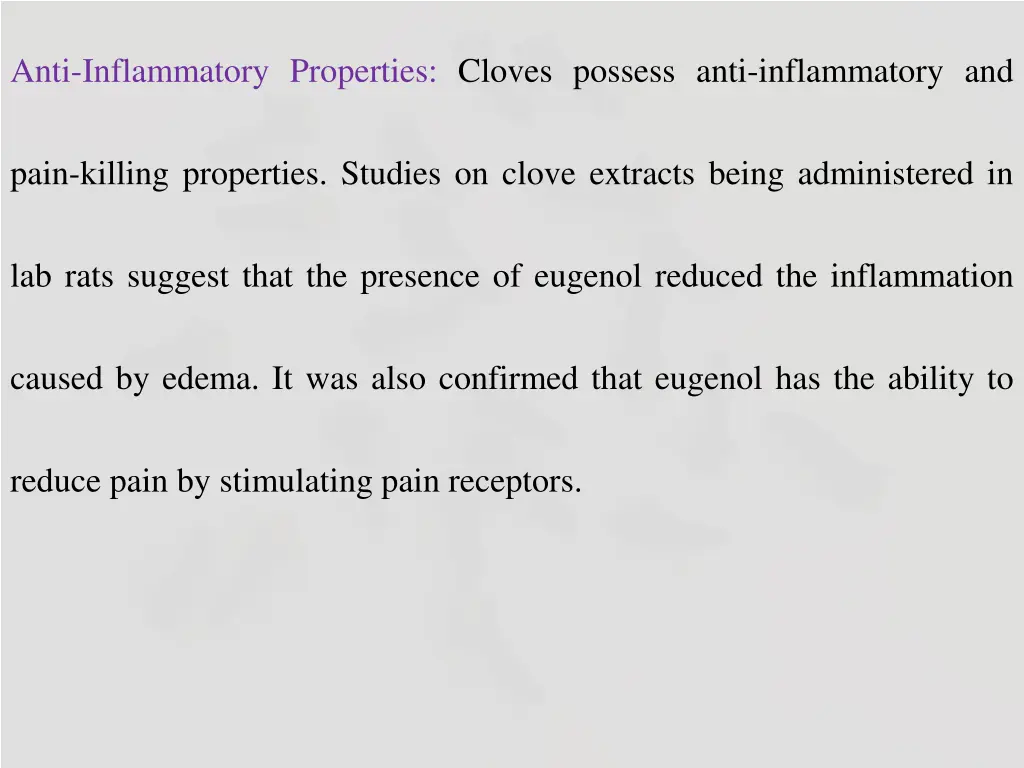 anti inflammatory properties cloves possess anti