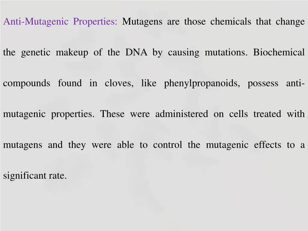 anti mutagenic properties mutagens are those