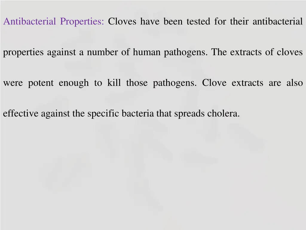 antibacterial properties cloves have been tested