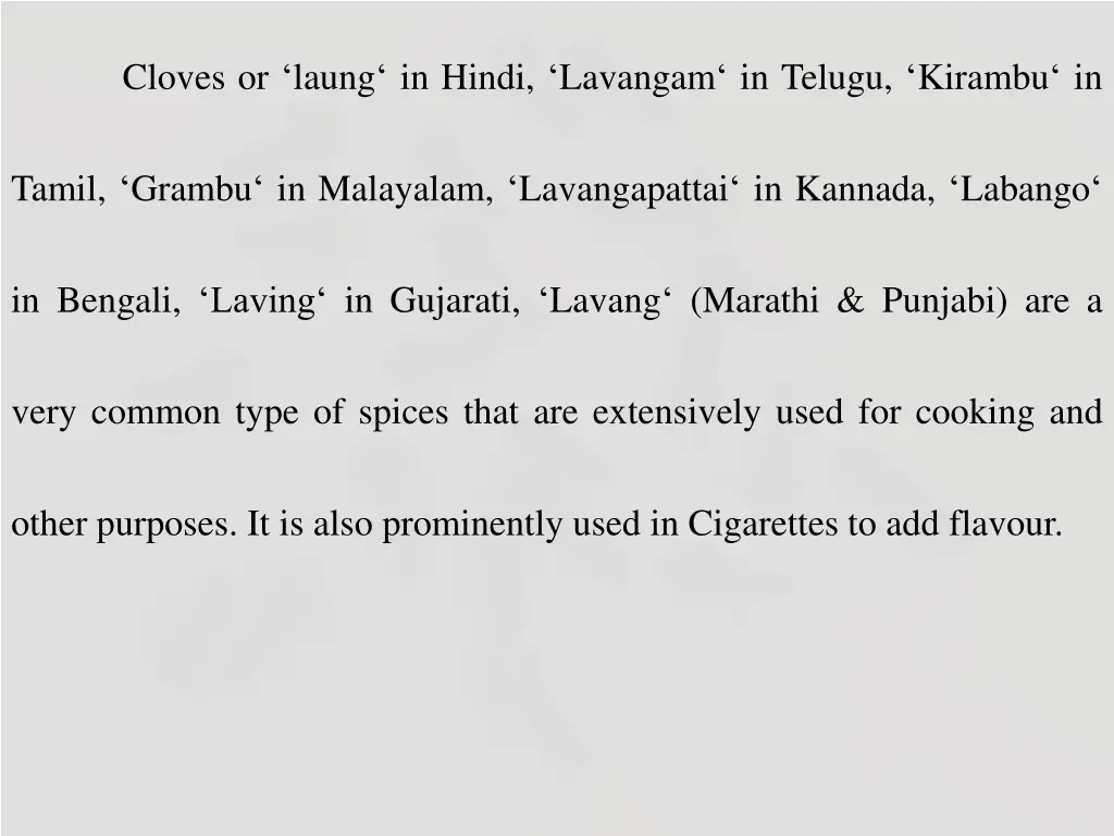 cloves or laung in hindi lavangam in telugu