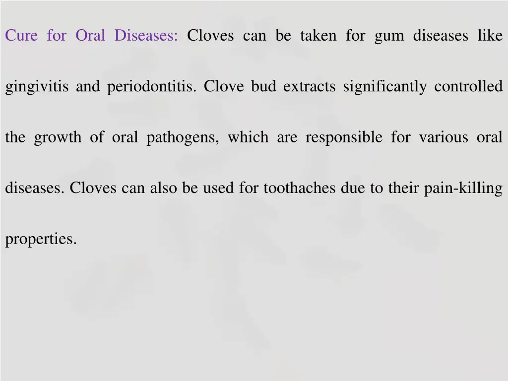 cure for oral diseases cloves can be taken