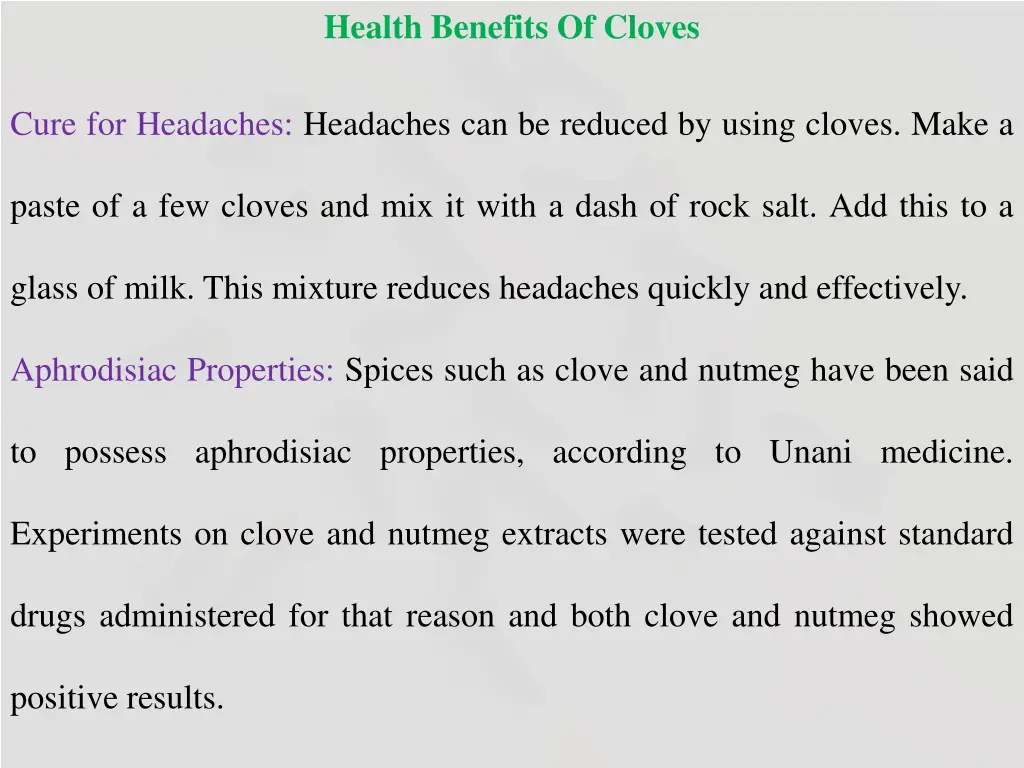 health benefits of cloves