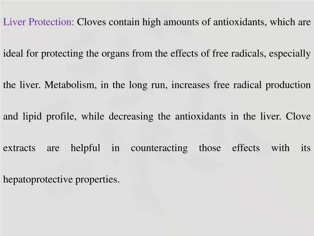 liver protection cloves contain high amounts