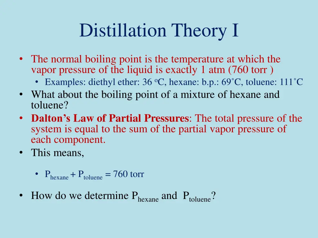 distillation theory i