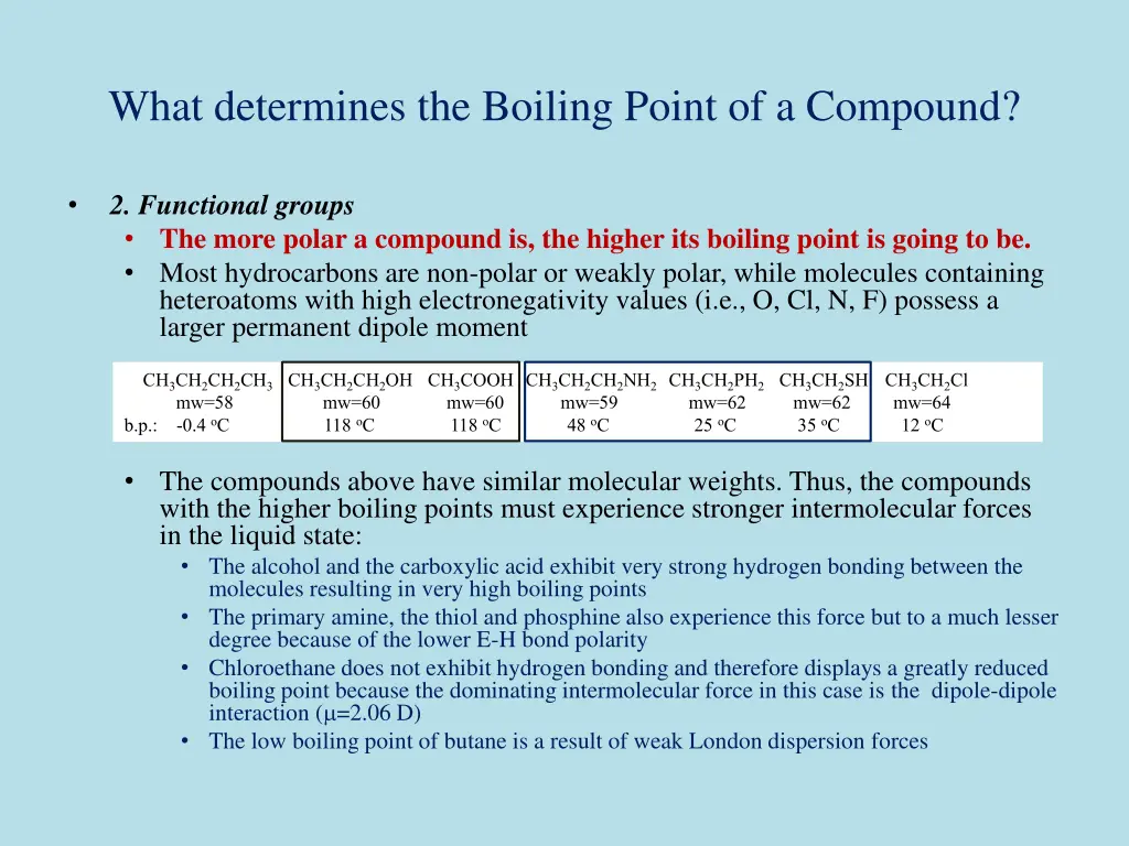 what determines the boiling point of a compound 1