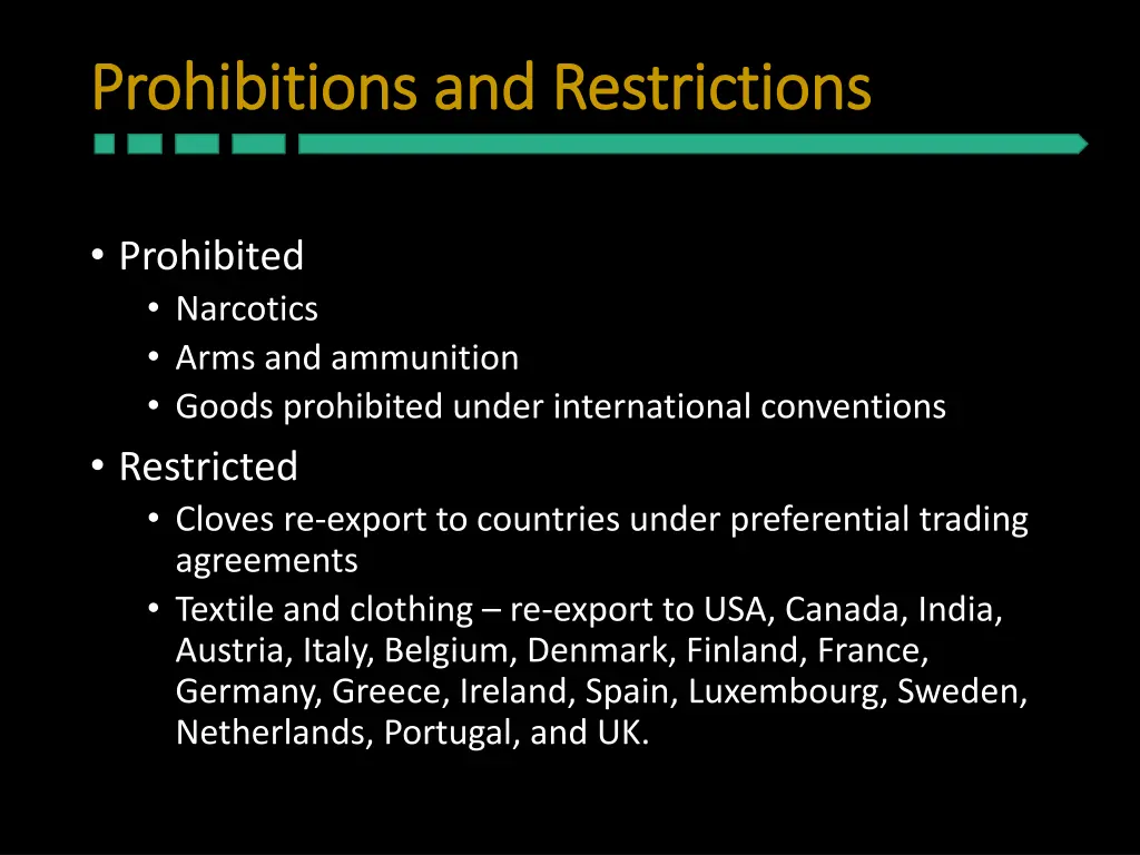 prohibitions and restrictions prohibitions