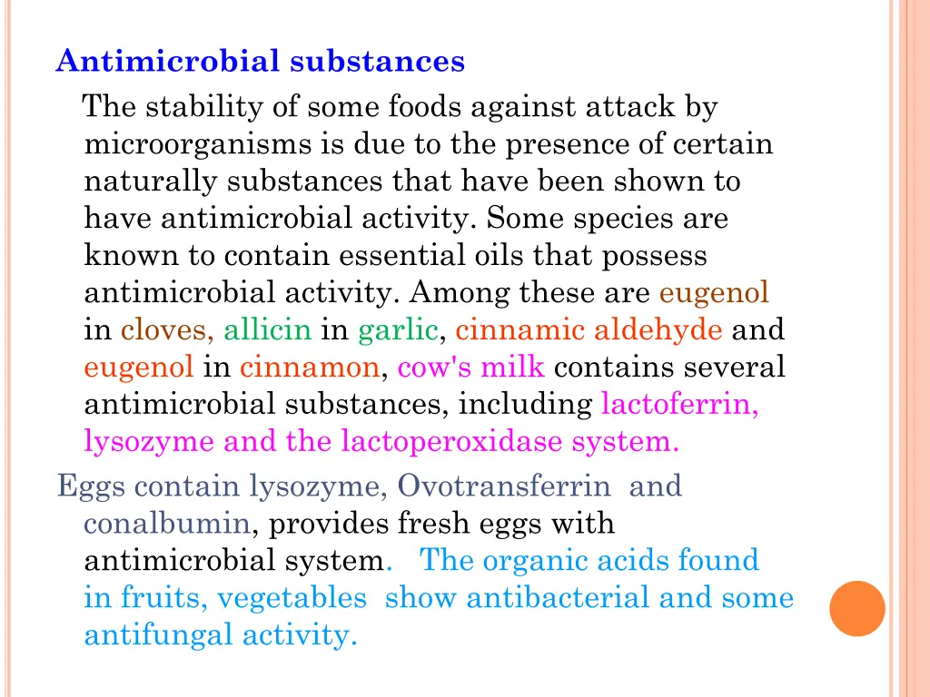 antimicrobial substances the stability of some