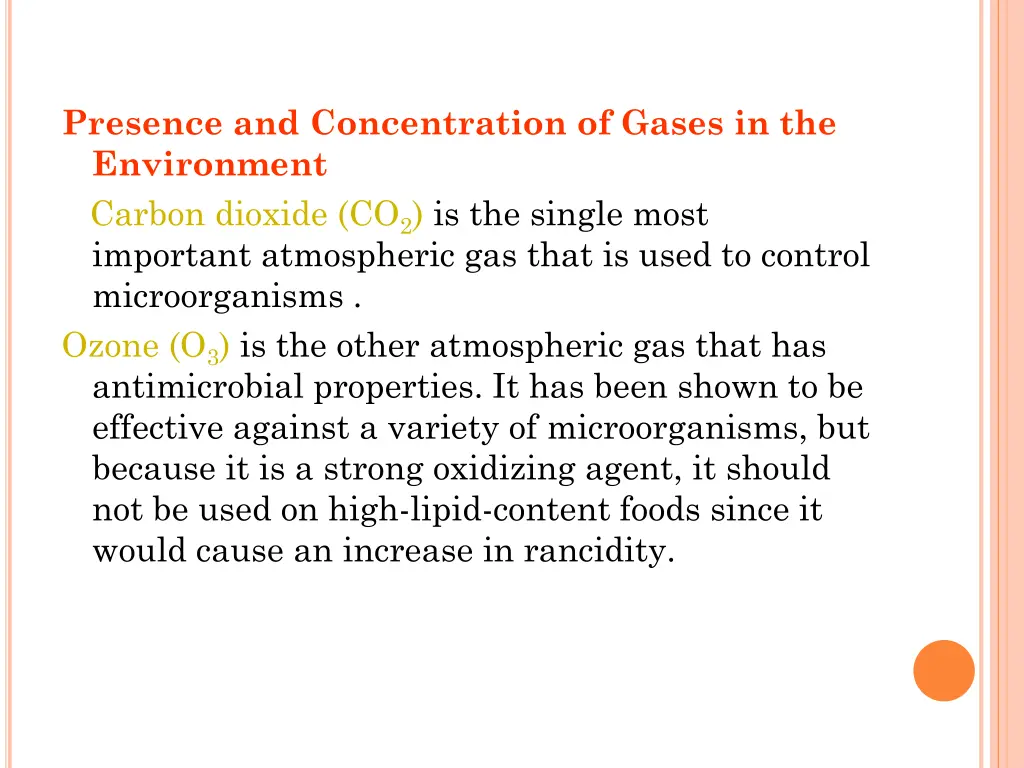 presence and concentration of gases