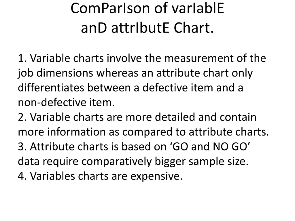 comparison of variable and attribute chart