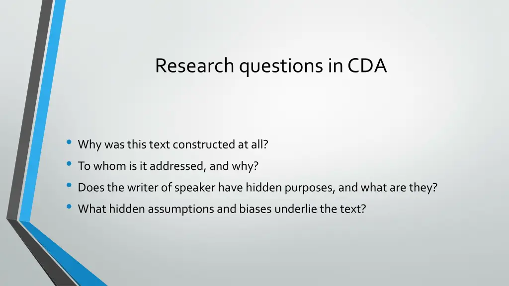 research questions incda