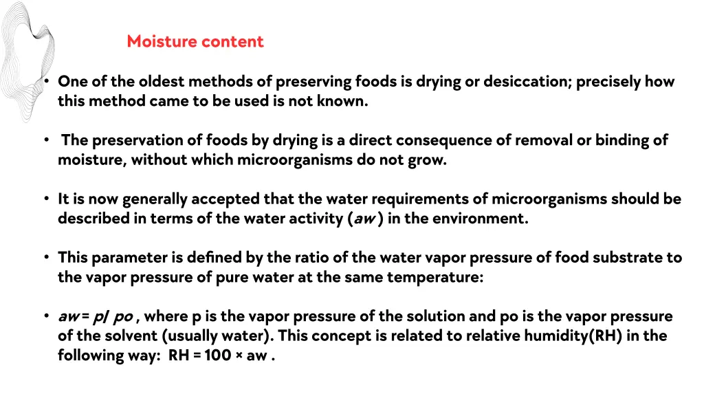 moisture content