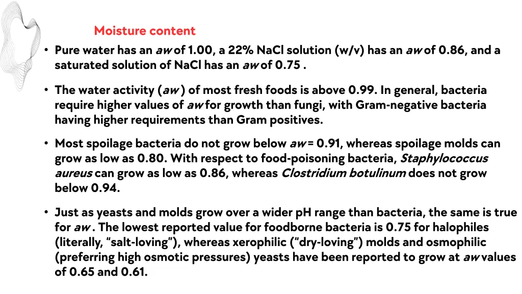 moisture content pure water