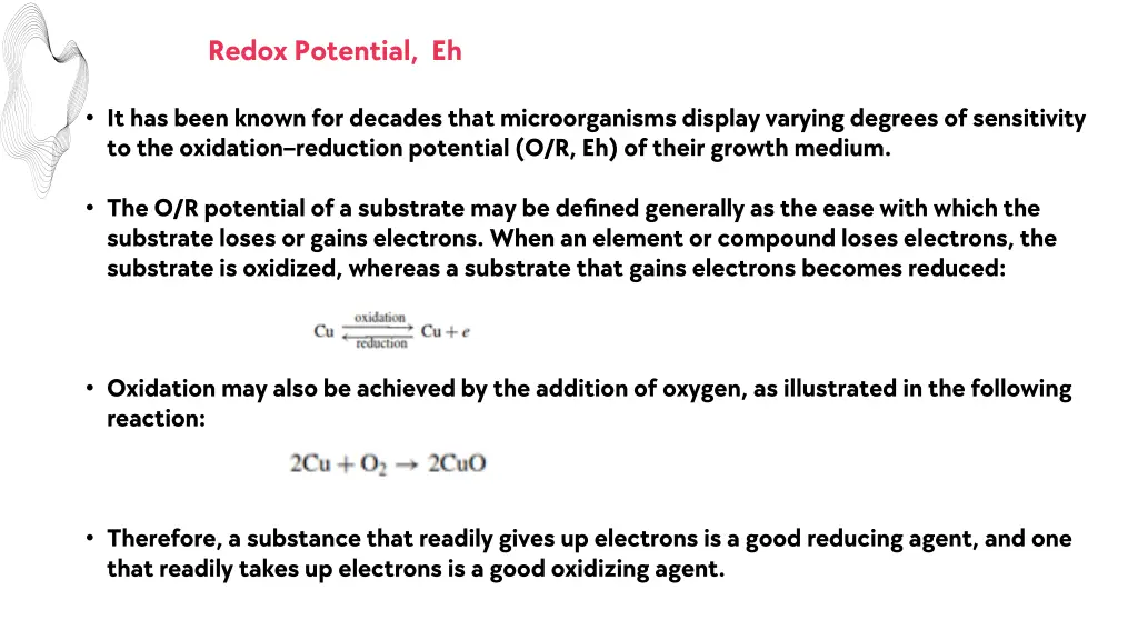 redox potential eh