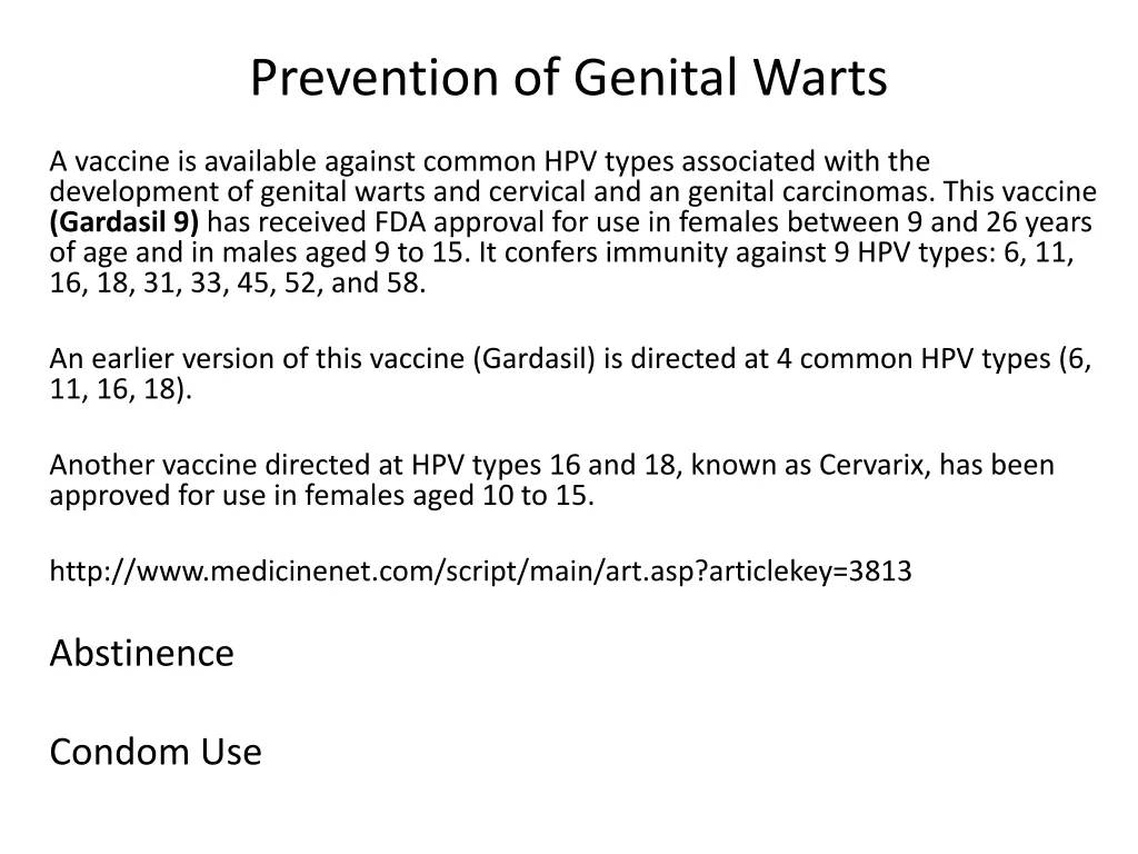 prevention of genital warts