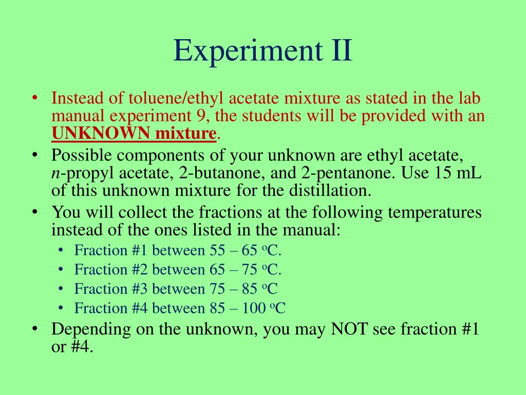 experiment ii