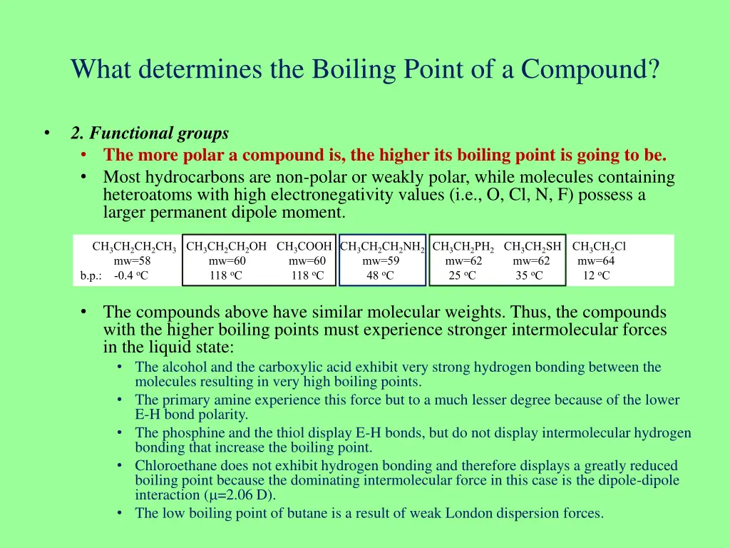 what determines the boiling point of a compound 1