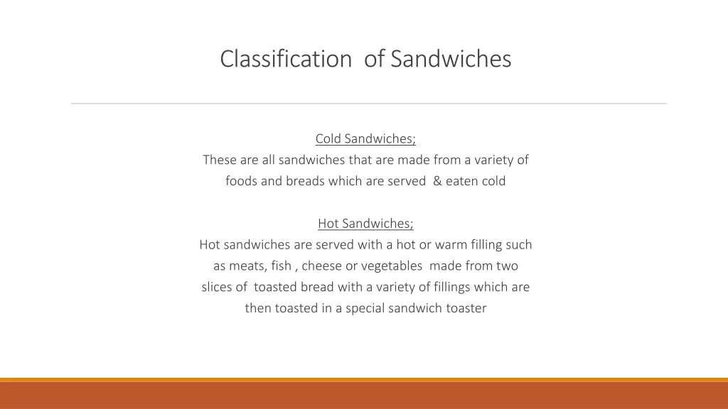 classification of sandwiches