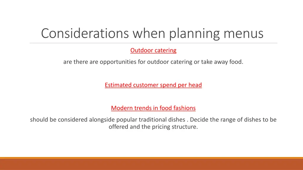 considerations when planning menus 1