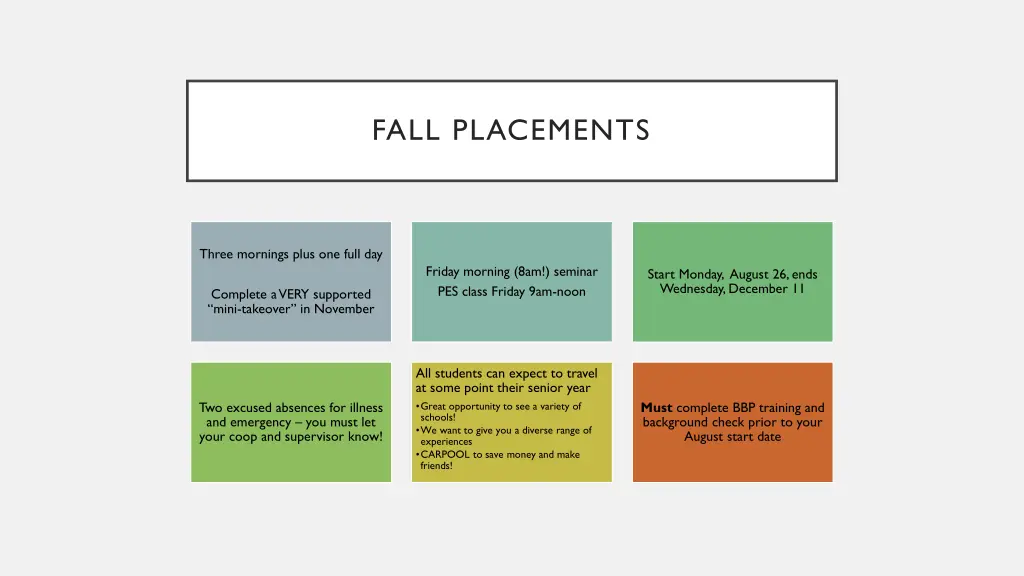 fall placements