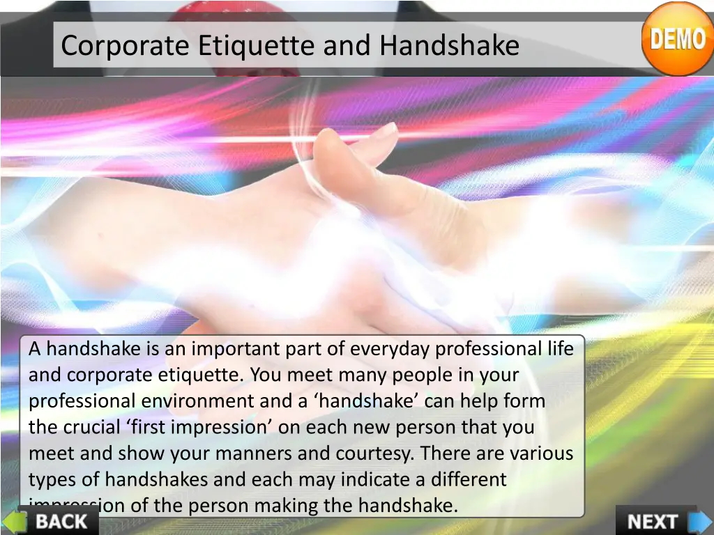 corporate etiquette and handshake