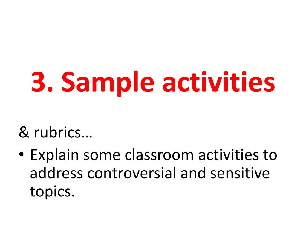 3 sample activities