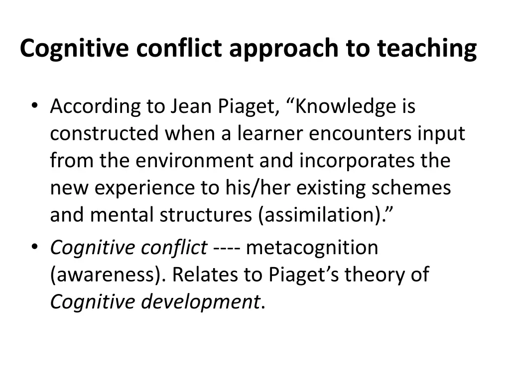 cognitive conflict approach to teaching