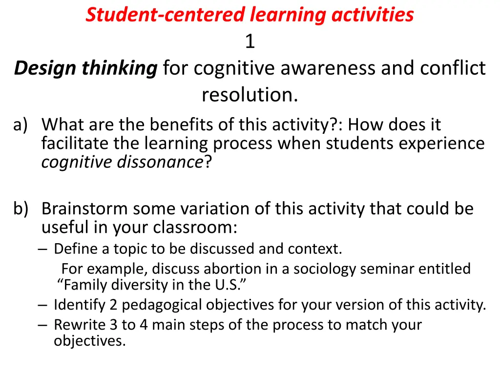 student centered learning activities 1 design