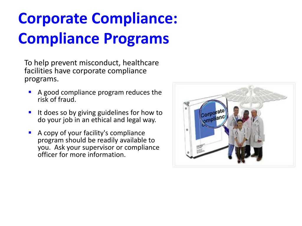 corporate compliance compliance programs