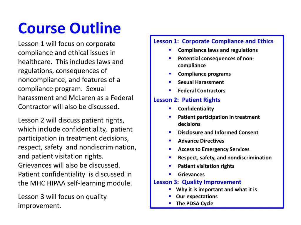 course outline lesson 1 will focus on corporate