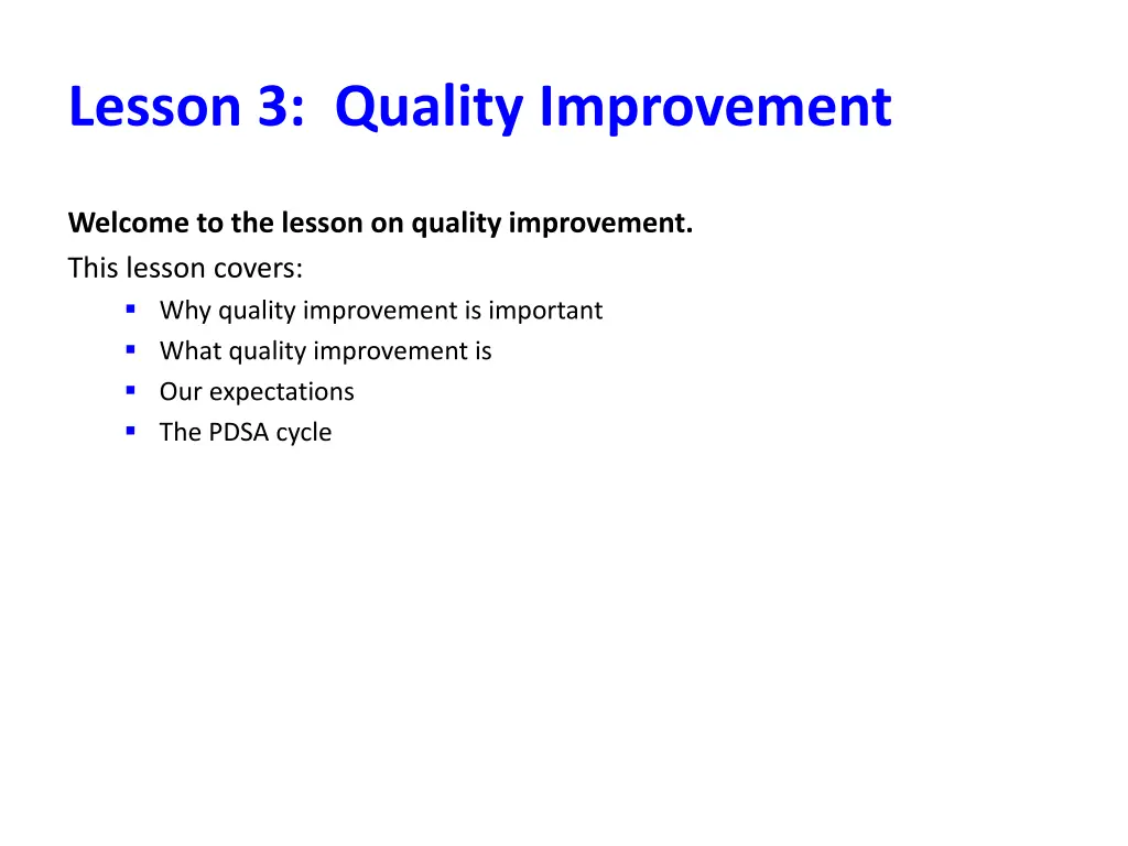 lesson 3 quality improvement