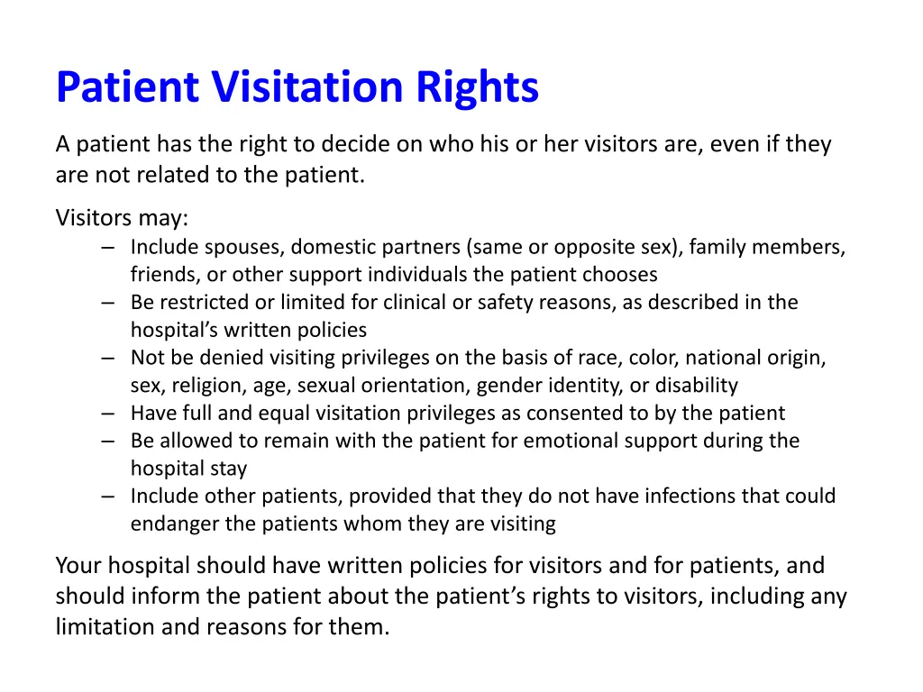 patient visitation rights