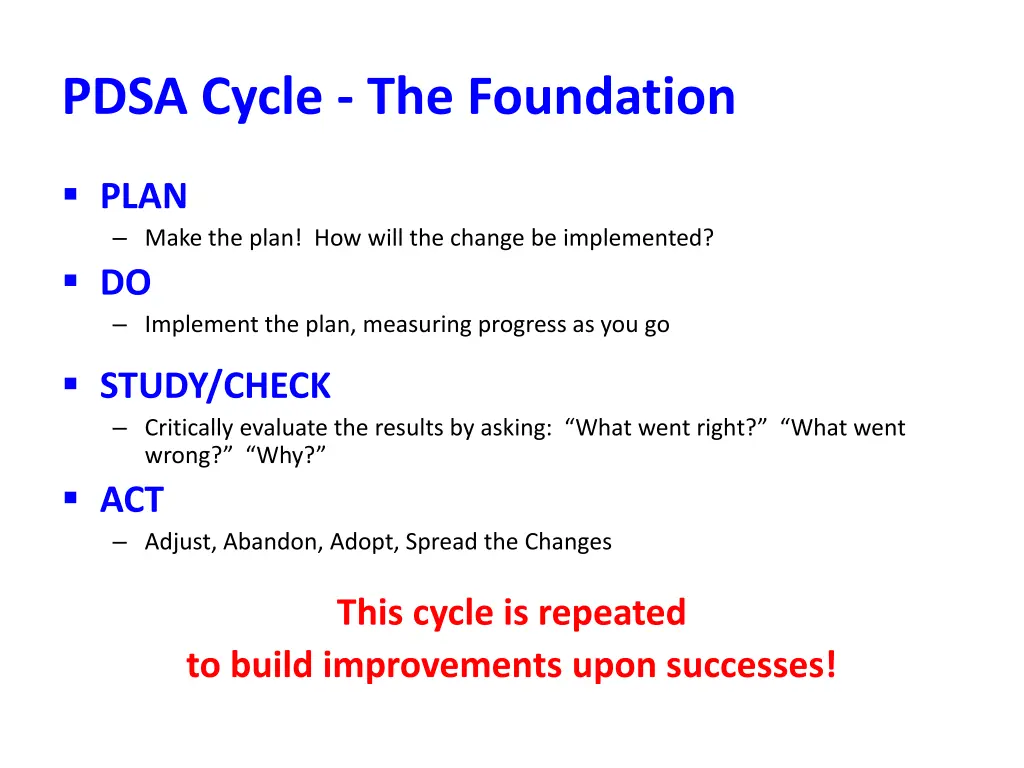 pdsa cycle the foundation