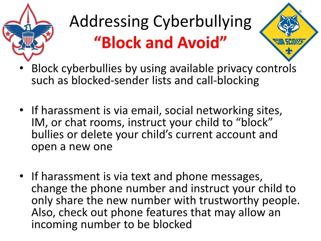 addressing cyberbullying block and avoid