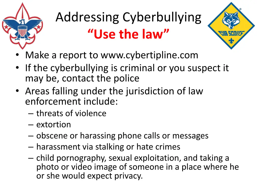 addressing cyberbullying use the law