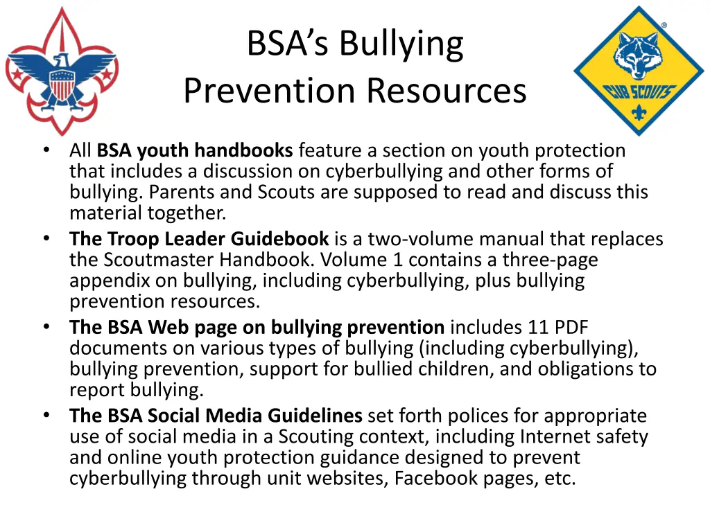 bsa s bullying prevention resources