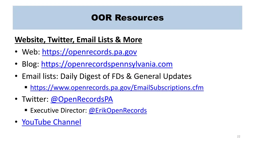 oor resources