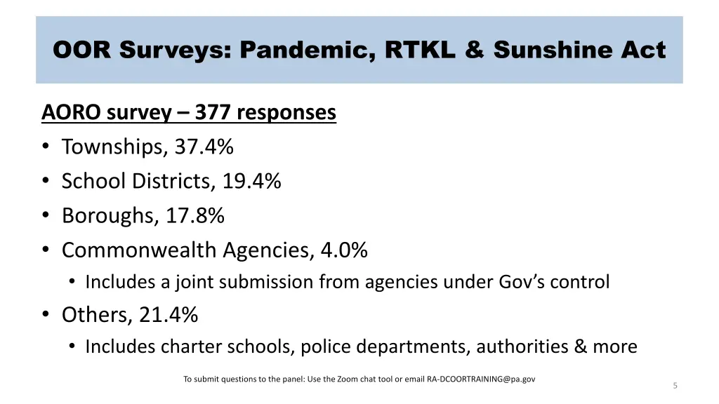 oor surveys pandemic rtkl sunshine act 1