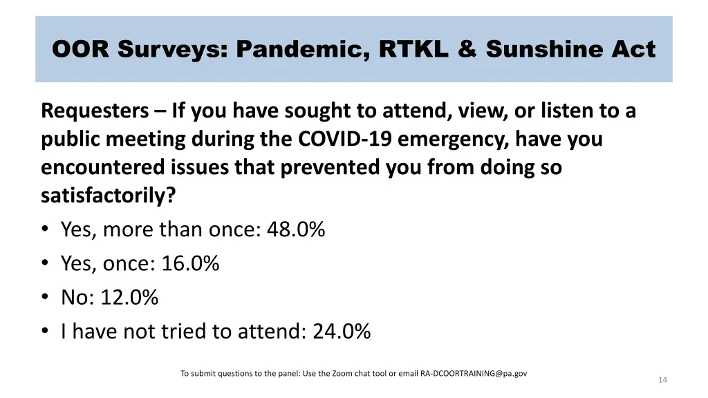 oor surveys pandemic rtkl sunshine act 10