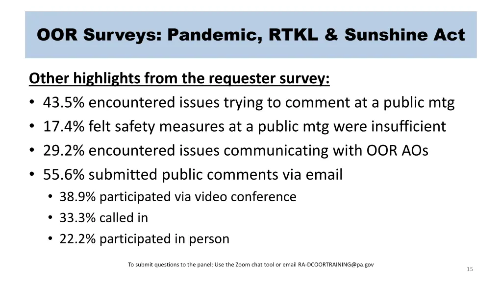 oor surveys pandemic rtkl sunshine act 11