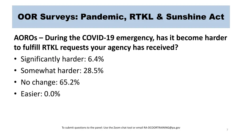 oor surveys pandemic rtkl sunshine act 3