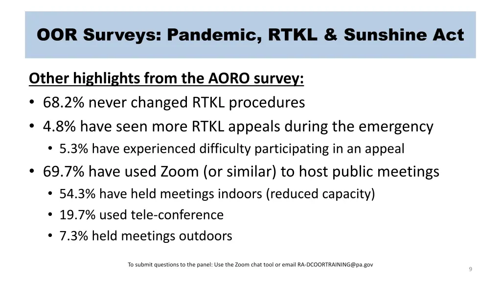 oor surveys pandemic rtkl sunshine act 5