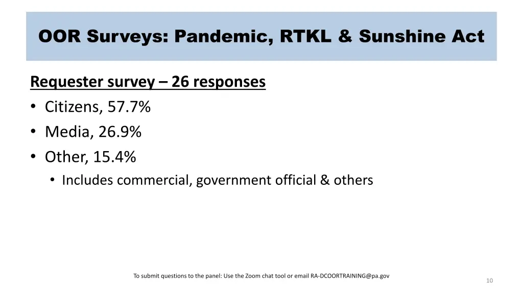 oor surveys pandemic rtkl sunshine act 6