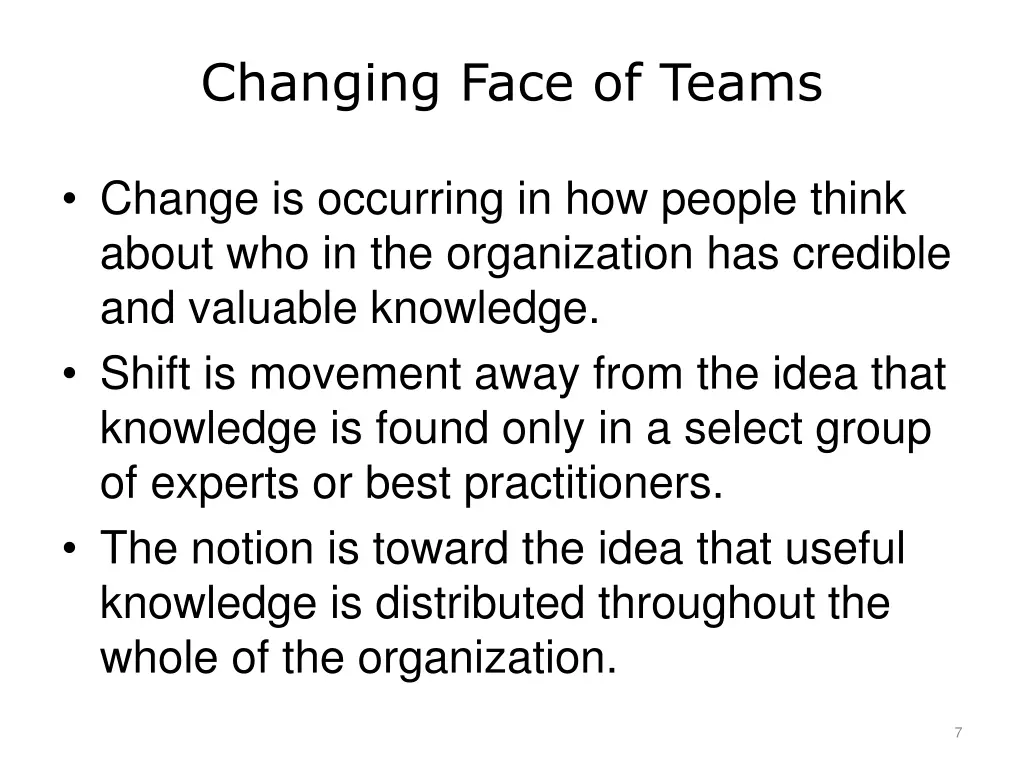 changing face of teams