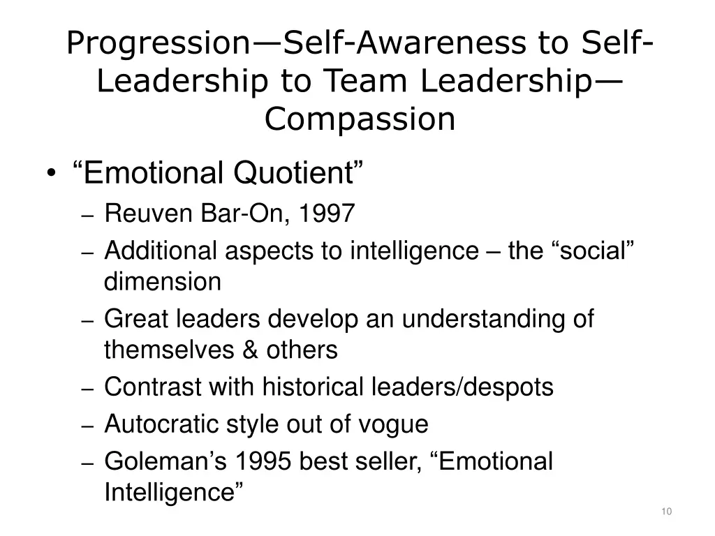 progression self awareness to self leadership