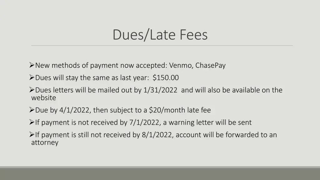 dues late fees