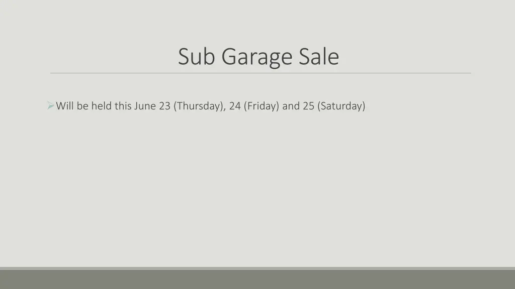 sub garage sale